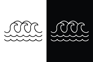 Ocean Waves line Icon vector illustration design. Ocean wave line icon in white and black background
