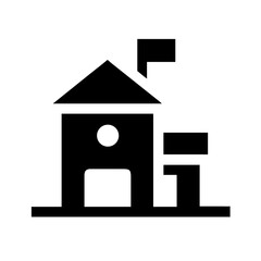 School Playground Building Icon Design