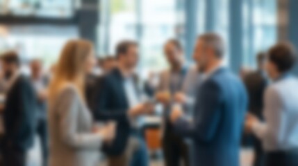 Soft Abstract Blurred Business Networking Event with People Talking and Socializing, Creating a Dynamic and Professional Background for Connection and Collaboration Concepts, Soft Focus