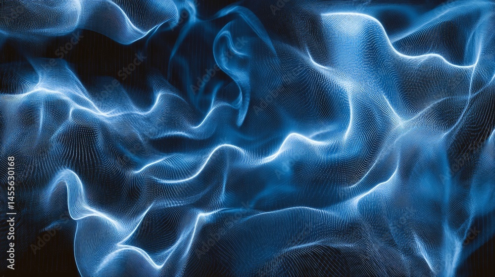 Aufkleber Abstract Blue Wave Patterns Create a Dynamic Visual Effect in an Ethereal Digital Space Filled With Flowing Energy and Light