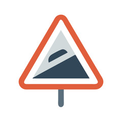 Steep Grade Ahead Warning Icon Design