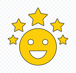 Customer satisfaction signs. Review, ranking system symbol. Feedback with satisfaction rating. Five star rating badge, review rating icon. 