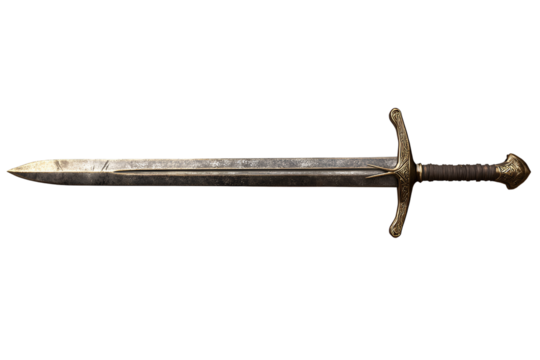 3D realistic medieval sword, different angles and poses, transparent background