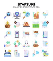 Collection of 25 Startup Icons.  Visualizing Growth. Innovation. and Success