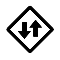 Two Way Traffic Road Sign Icon Design