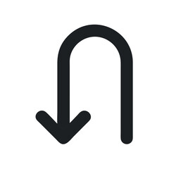 U-Turn Road Direction Symbol Icon Design