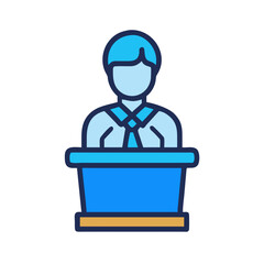 Voter Speaking at Podium Icon Design