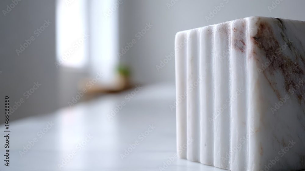 Aufkleber a detailed close-up of a single fluted marble pillar showcases its unique texture against a pure whi