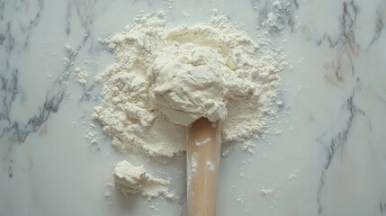 Flour and dough on marble