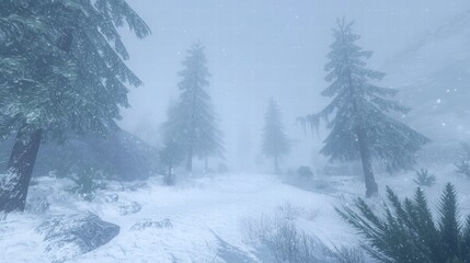 Picturesque snowy scene featuring multiple trees covered in a blanket of white snow