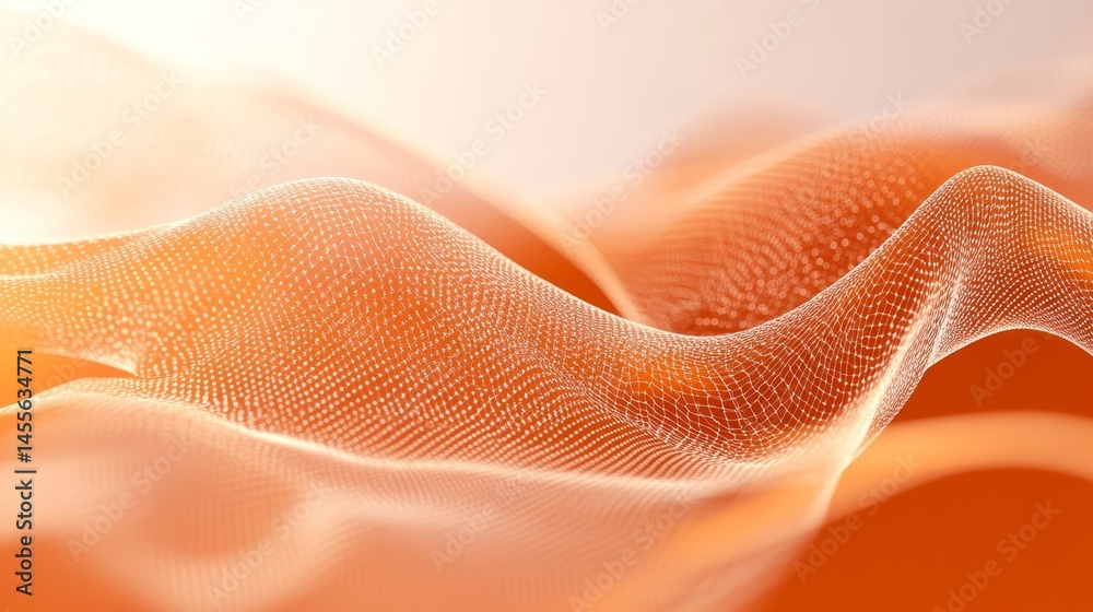 Poster abstract orange wave pattern showcasing flowing lines and textures in a vibrant gradient during soft
