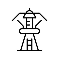 Zipline Tower Adventure Ride Icon Design