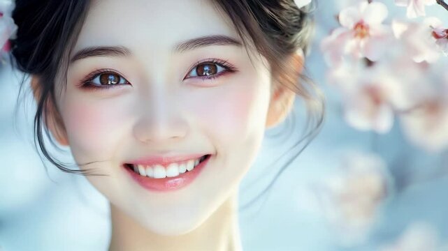 笑顔が美しい若い女性、ビューティーイメージ