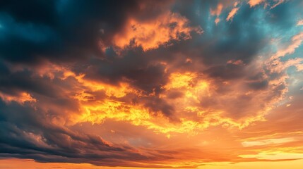 Colorful Sunset Over a Tranquil Landscape With Vibrant Clouds Illuminating the Evening Sky in a Serene Setting