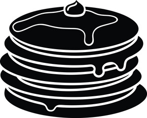 pancake stack with syrup on white background 