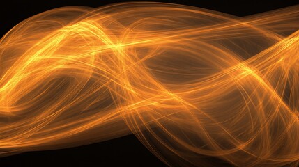 Abstract swirling golden lines against a black background