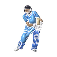 Cricket Batsman and Bowler Silhouette Elements With 3d Style