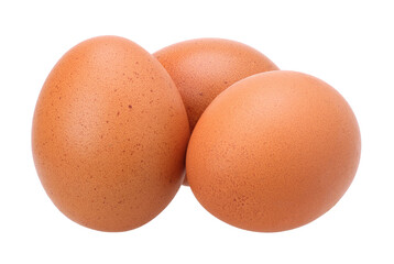 Three chicken eggs isolated, transparent PNG, PNG format, cut out