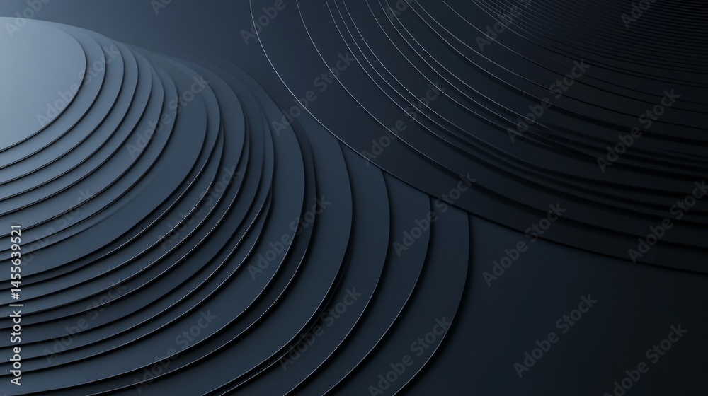 Poster intricate patterns formed by layered dark discs create a modern and abstract design in a minimalist 