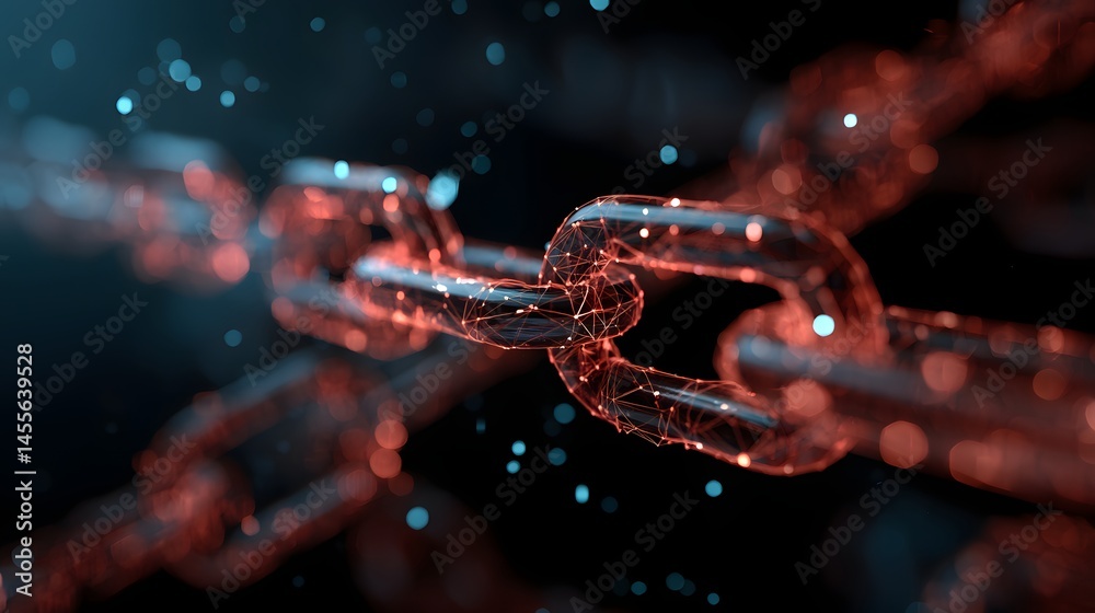 Poster interconnected digital chains futuristic tech wallpaper represents the complexities of blockchain te