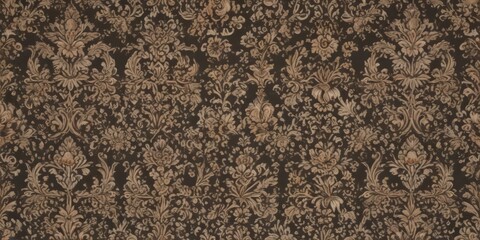 Elegant damask wallpaper with intricate floral pattern, seamless repeat ,  black,  detail
