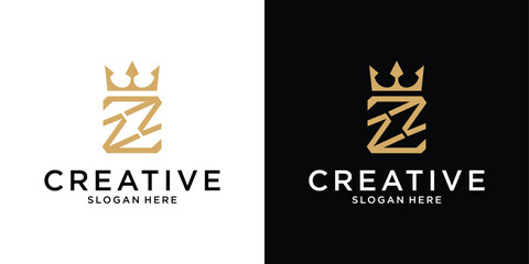 Initial letter Z or ZZ with crown icon vector