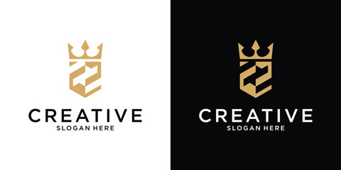 Initial letter Z or ZZ with crown icon vector