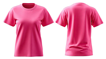 Pink T-shirt: Capturing the essence of minimalist apparel. The image showcases a vibrant pink t-shirt, its front and back views meticulously displayed, offering a clean.