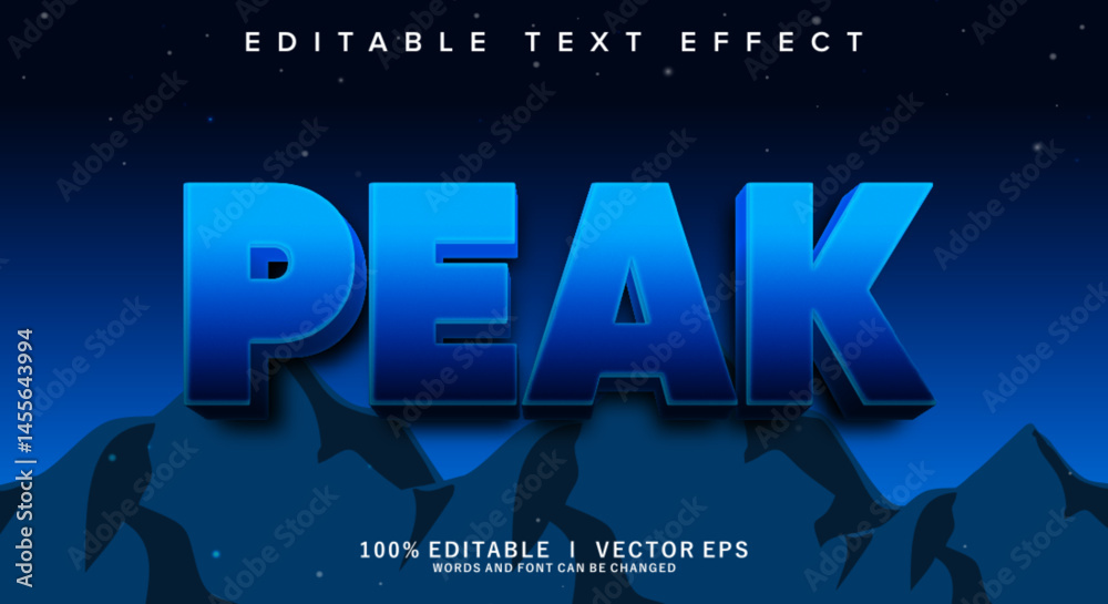 Wall mural peak vector text effect with modern style design