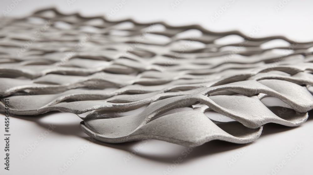 Leinwandbilder Close-up view of an intricate weave of overlapping diamonds in soft silver hues, perfectly arranged on a gray background, showcasing contemporary design elements