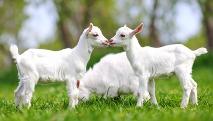 Obraz premium goats on the meadow