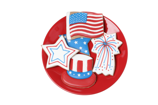 PNG, Cookies with American symbols, isolated on white background