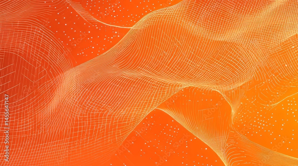 Poster abstract wavy design in vibrant orange tones displaying fluid lines and patterns creating a dynamic 