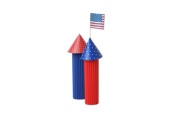 PNG,Paper fireworks with the flag of America, isolated on white background