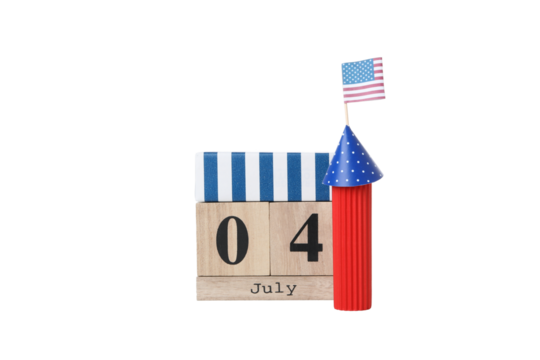 PNG, Fourth of July on calendar with fireworks, isolated on white background