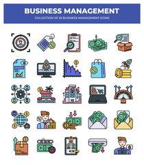 Collection of 25 Business Management Icons: Marketing. Finance. and Strategy