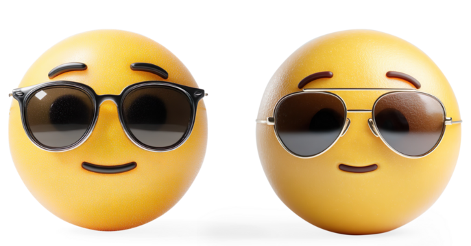 3D Emoji with Sunglasses Smiling on a Transparent Background - Powered by Adobe