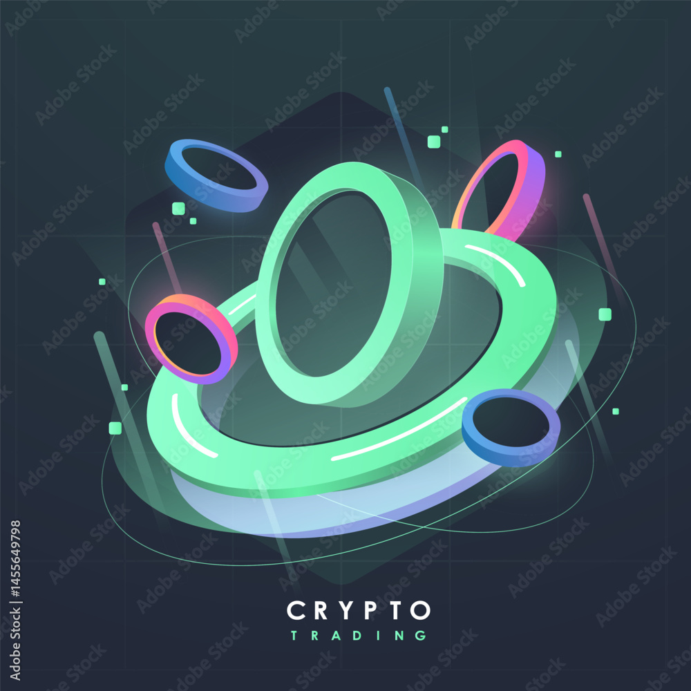 Poster modern abstract tech visualization in isometric style. a sleek representation of data science and an