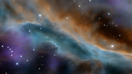 Cosmic Nebula with Stars and Galaxies in Bright Colors