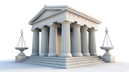 Obraz premium Classical courthouse with pillars and justice symbol architecture design