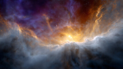 Obraz premium A stunning cosmic nebula with vibrant colors and glowing core