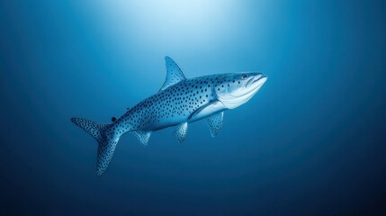 Fototapeta premium Underwater world featuring a beautiful spotted fish swimming in the deep blue sea environment
