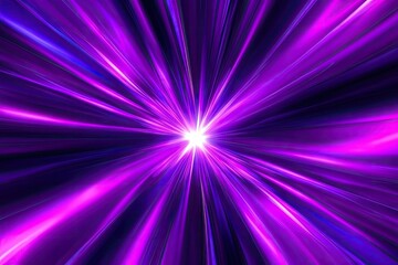 Abstract radiating burst of vibrant purple and blue light.  Radiating lines converging on a bright center point