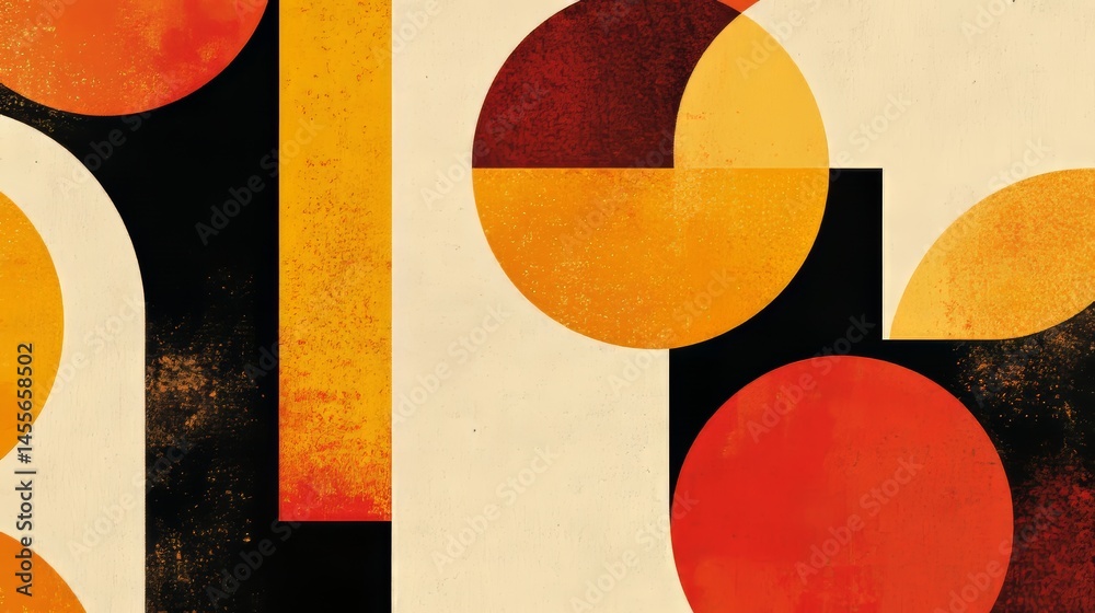 Aufkleber geometric patterns of circles and squares with warm colors create a modern abstract design exploring