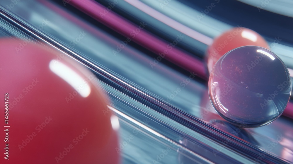 Poster abstract composition showcases swirling neon lines and glowing orbs in vibrant purple and blue shade