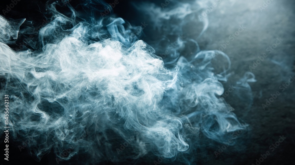 Aufkleber Dark smoke swirls and forms abstract shapes on a deep gray backdrop, creating a mysterious and moody atmosphere with space for text and graphics