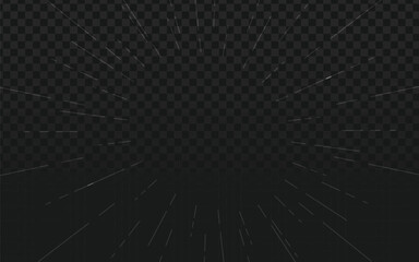 Radial vector speed and motion lines graphic. Dynamic design element overlay perfect for conveying speed, energy, forward movement, or futuristic themes. Transparent background.