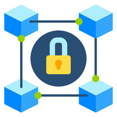 Lock Blockchain Flat Vector