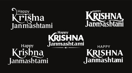 Happy Krishna Janmashtami Typography  bundle vector art design  | Hindu Festival Sublimation Design | Lord Krishna Text Art for T-Shirt, Mug, Card, Poster .

