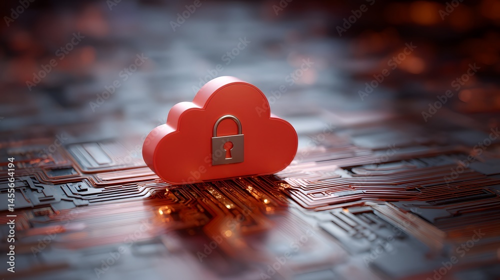 Poster the holographic cloud computing security concept with abstract network on the background as modern i